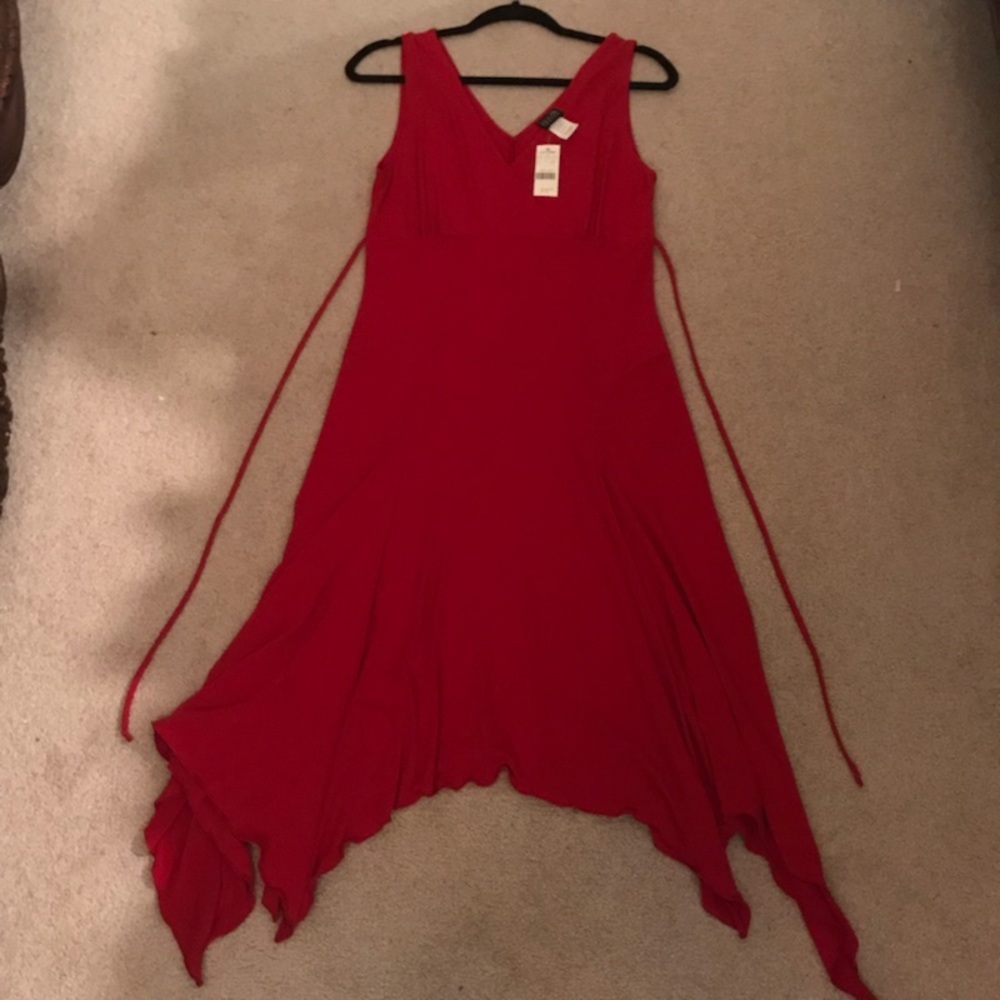 A red midi evening dress
